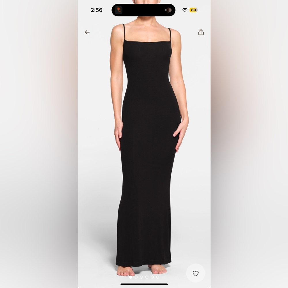 SKIMS Black Spaghetti Strap Sheath Maxi Dress